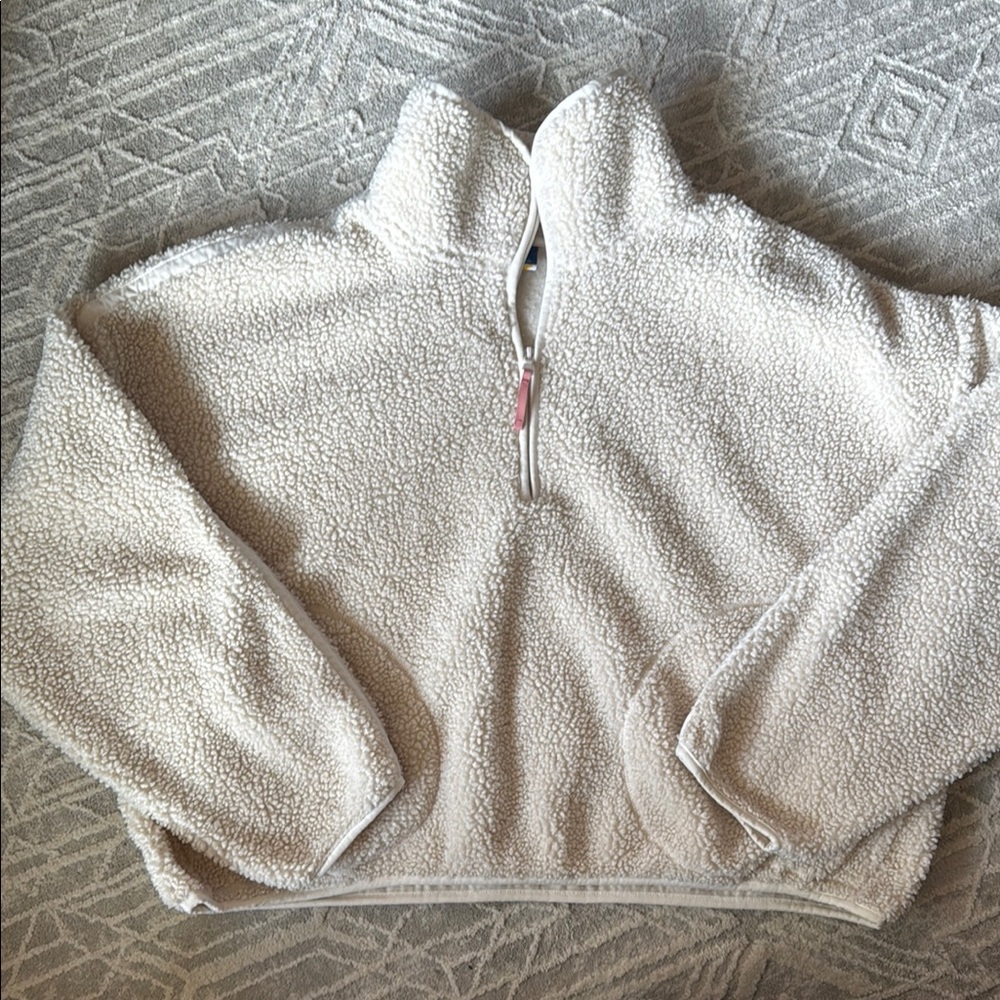 Old Navy Cream Sherpa Half-Zip Hoodie
